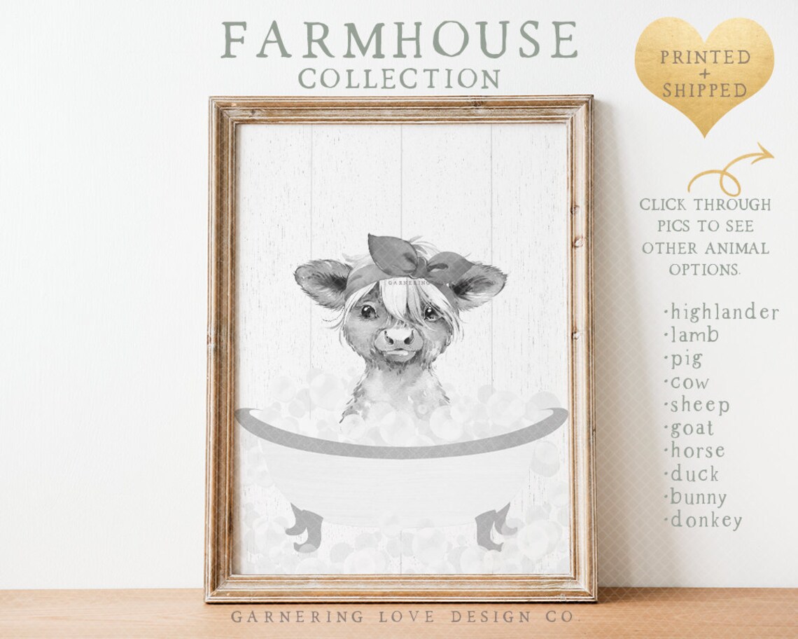 FARMHOUSE BATHROOM PRINTS Rustic Bathroom Art Modern | Etsy