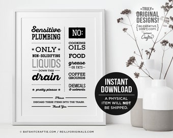 Septic System PRINTABLE Kitchen Sign Liquids Only No Food | Etsy