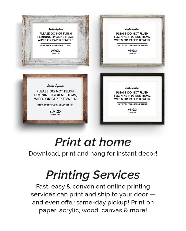 Elegant Septic System Bathroom Sign Do Not Flush | Etsy