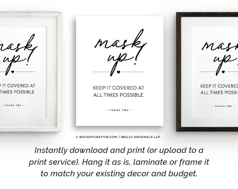 Mask Up PRINTABLE Sign Instantly Download and Print Cute | Etsy