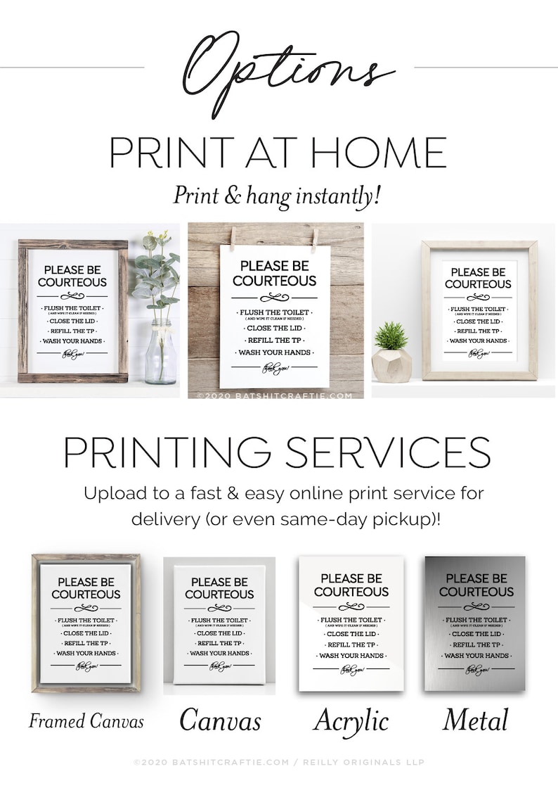 Courtesy Signs Examples PRINTABLE Please Be Courteous Flush Close Lid Wash Hands Cute Bathroom ...