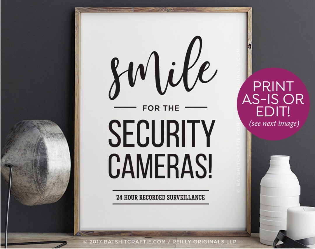 Editable Security Camera Sign Template ~ SEE 2nd IMAGE for Editable ...