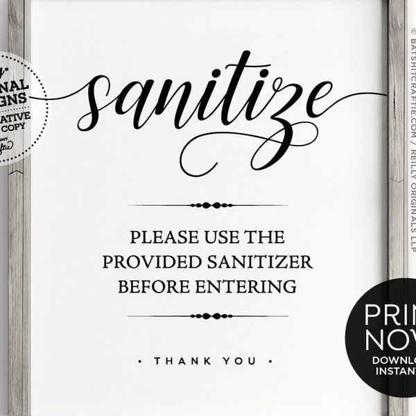 Please Use Sanitizer PRINTABLE sign home office restaurant bathroom hotel cute wash hands social elegant poster wear mask distance poster