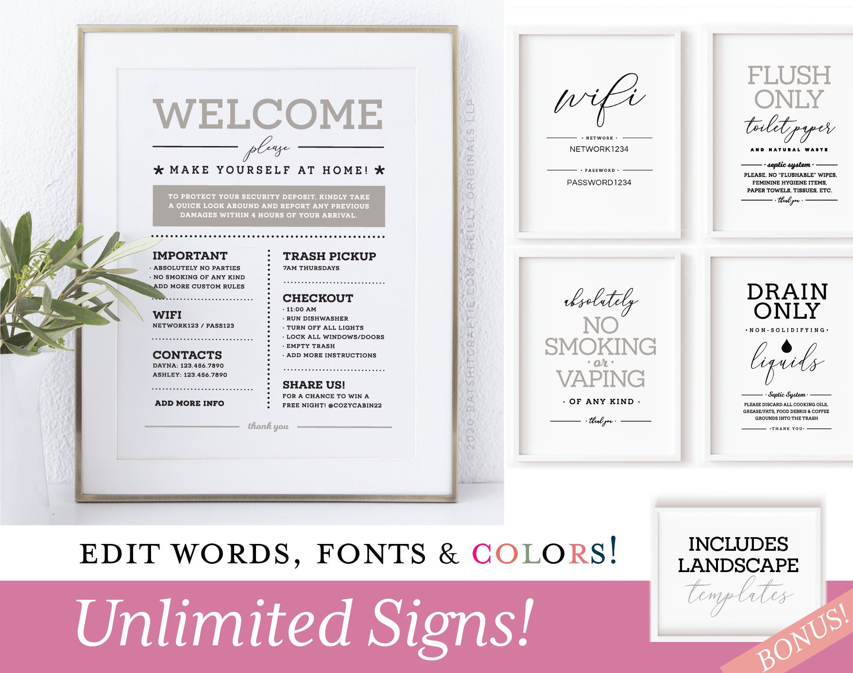 SUPER SALE! Unlimited Printable Signs! Fully Self-editable 4x6, 5x7 ...