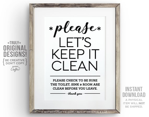 Please Keep It Clean Bathroom Sign Printable Sink And Toilet Etsy