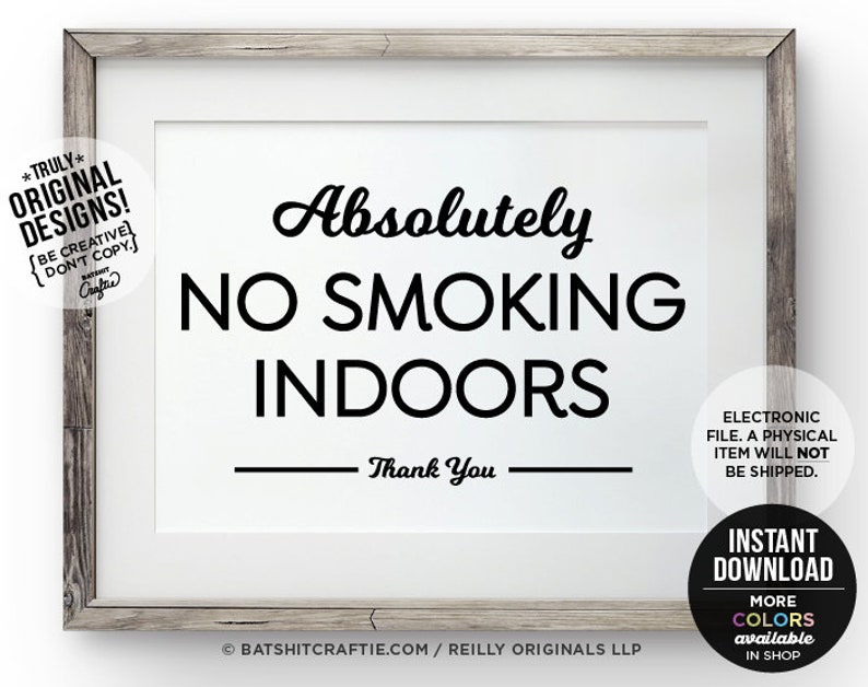 Absolutely No Smoking Indoors PRINTABLE Sign Airbnb Compliance Etsy