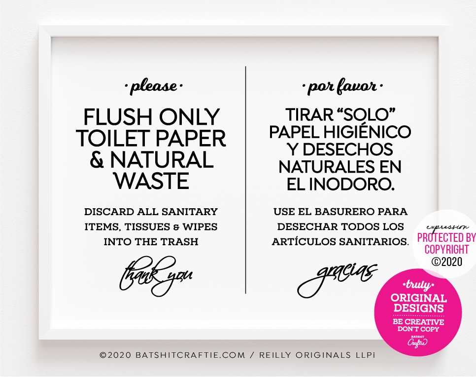 Flush Toilet Sign Spanish