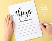Daily gratitude practice PRINTABLE file ~ Things grateful for ~ Write directly on paper or frame it for dry erase! Cute inspirational decor