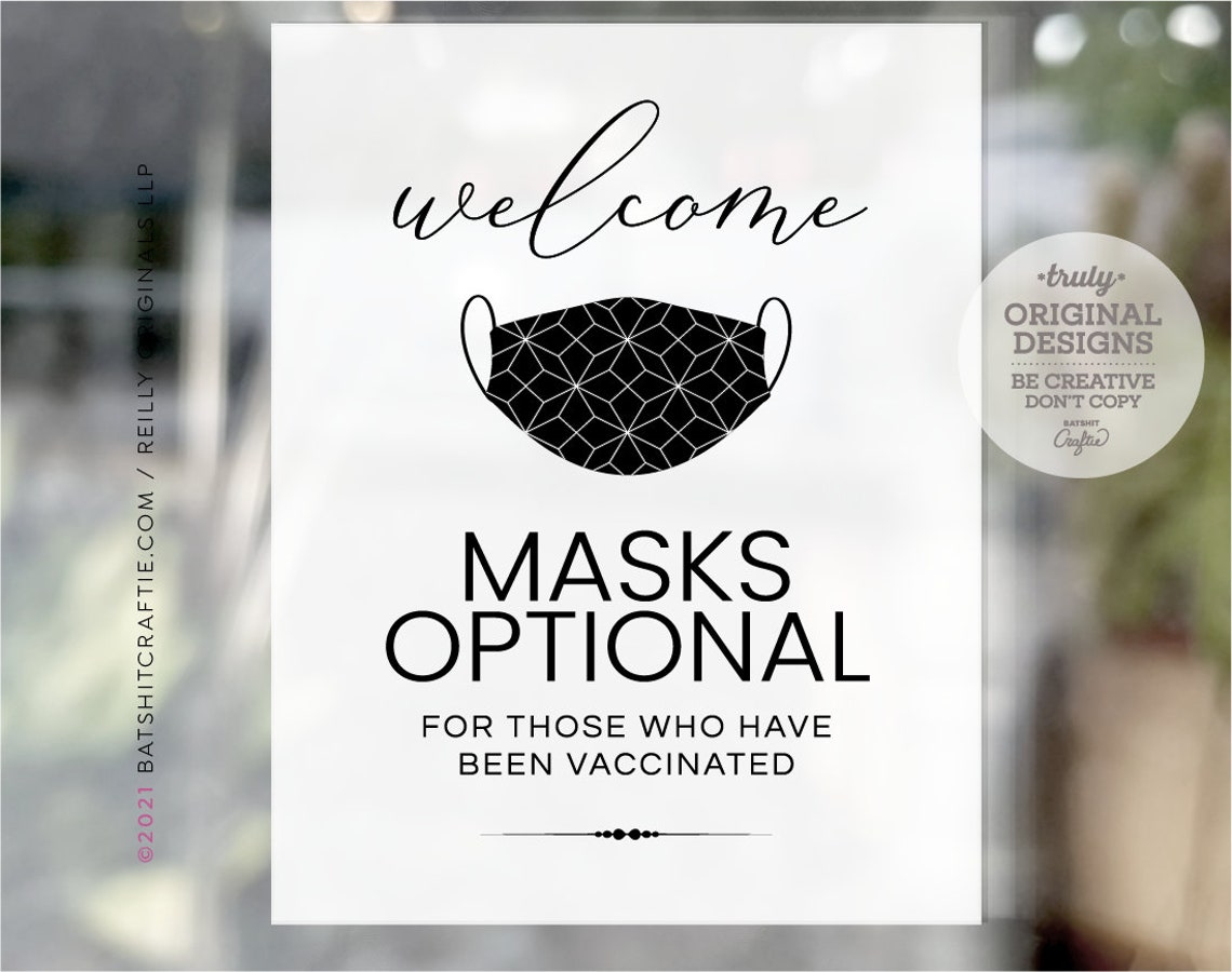 Masks Optional If Vaccinated Sign Instantly Download Print Etsy