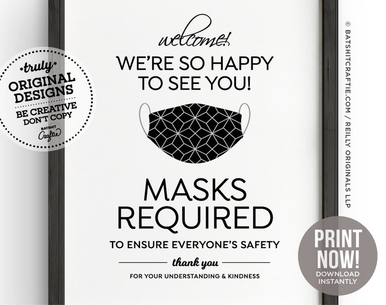 Mask Required PRINTABLE Sign Cute Elegant Prevention Etsy