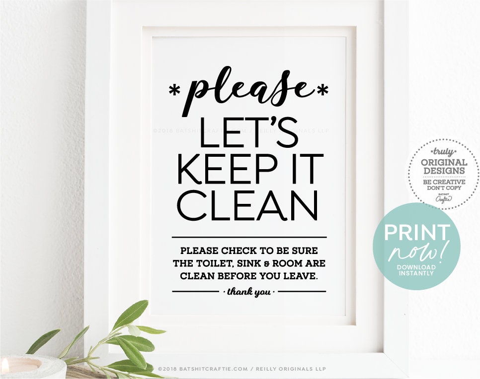 Please Keep It Clean Bathroom Sign PRINTABLE Sink and Toilet - Etsy