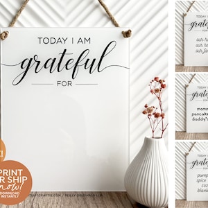 Today I am Grateful For Dry Erase Activity ~ Cute Thanksgiving Decor, Daily Affirmation Decor ~ family, school, self reflection + gratitude
