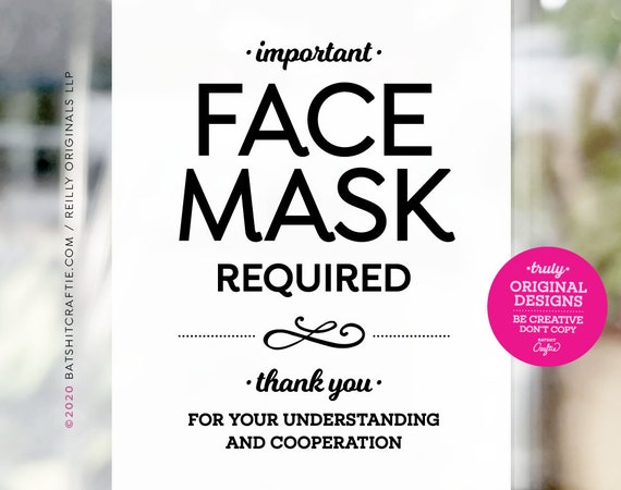 Face Mask Must Be Worn at All Times PRINTABLE SIGN Office - Etsy