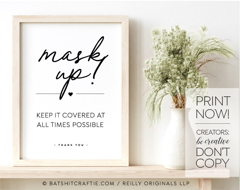 Mask Up PRINTABLE sign Instantly download and print Cute | Etsy