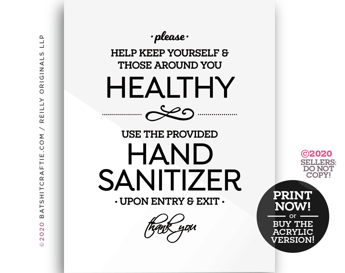 please use hand sanitizer keep yourself others healthy sign etsy