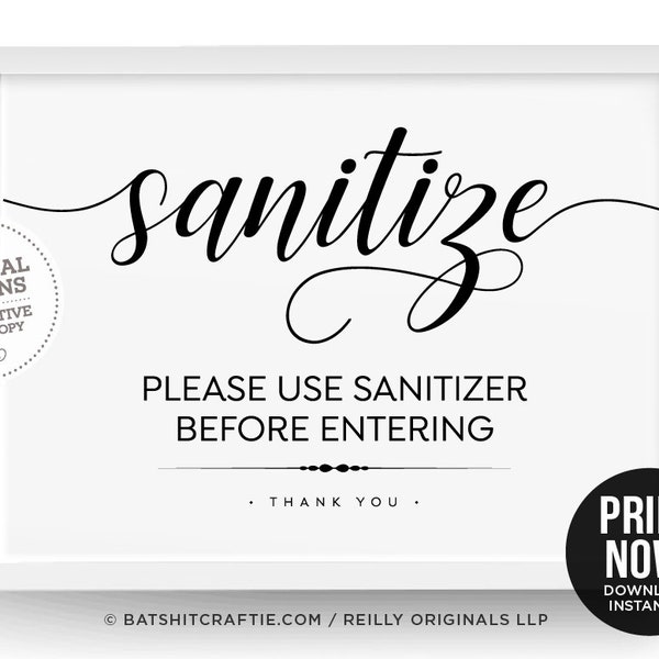 Please use hand sanitizer PRINTABLE sign home office workplace restaurant shared bathrooms hotel compliance cute wash hands mask distance