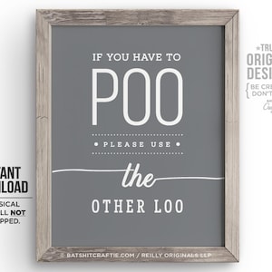 Bathroom Sign PRINTABLE Do not Flush Poo Number #2 Two Septic System Other Loo Sensitive Plumbing Funny decor Cute art Instant Toilet Paper