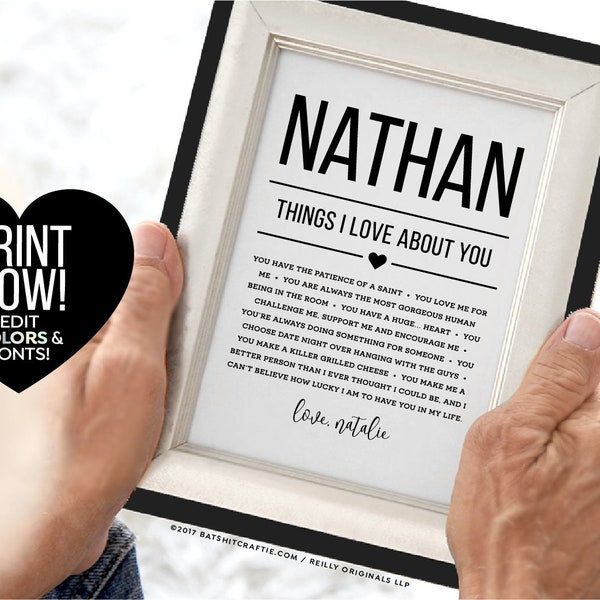 30 Things I Love About You Template Etsy