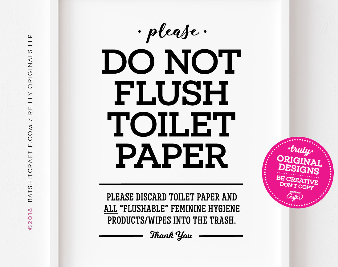 Do Not Flush Toilet Paper Printable Sign * PLEASE READ BEFORE PURCHASE * IN...