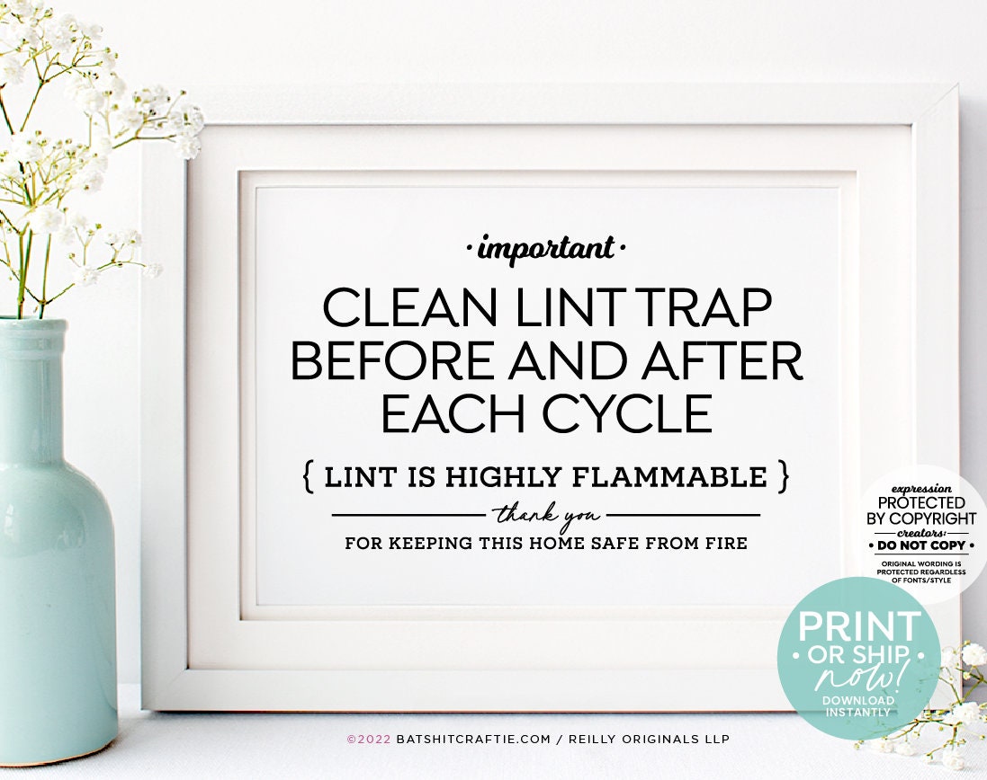 Please Clean Lint Trap Sign Ready to Ship or Print at Home Etsy