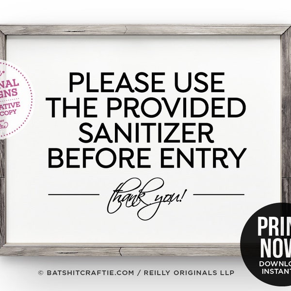 Please use hand sanitizer PRINTABLE sign home office workplace restaurant shared bathrooms hotel compliance cute wash hands mask distance