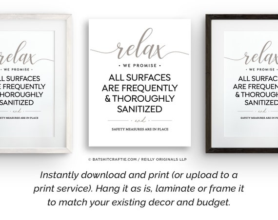 Relax This Room Has Been Sanitized PRINTABLE SIGN Restaurant - Etsy