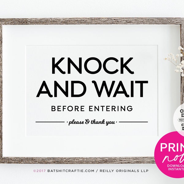 Knock and Wait Before Entering Printable sign ~ Download Instantly ~ Modern home office wall art