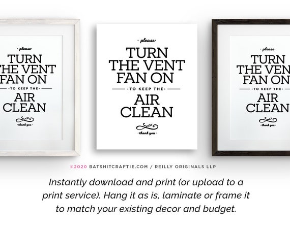 Vent Fan PRINTABLE Sign Instantly Download Print - Etsy Norway