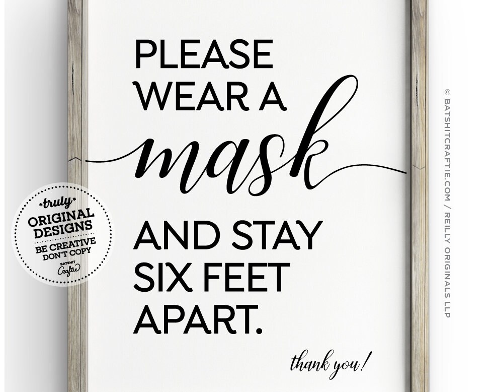 Wear a mask and stay 6 feet apart PRINTABLE SIGN office Etsy