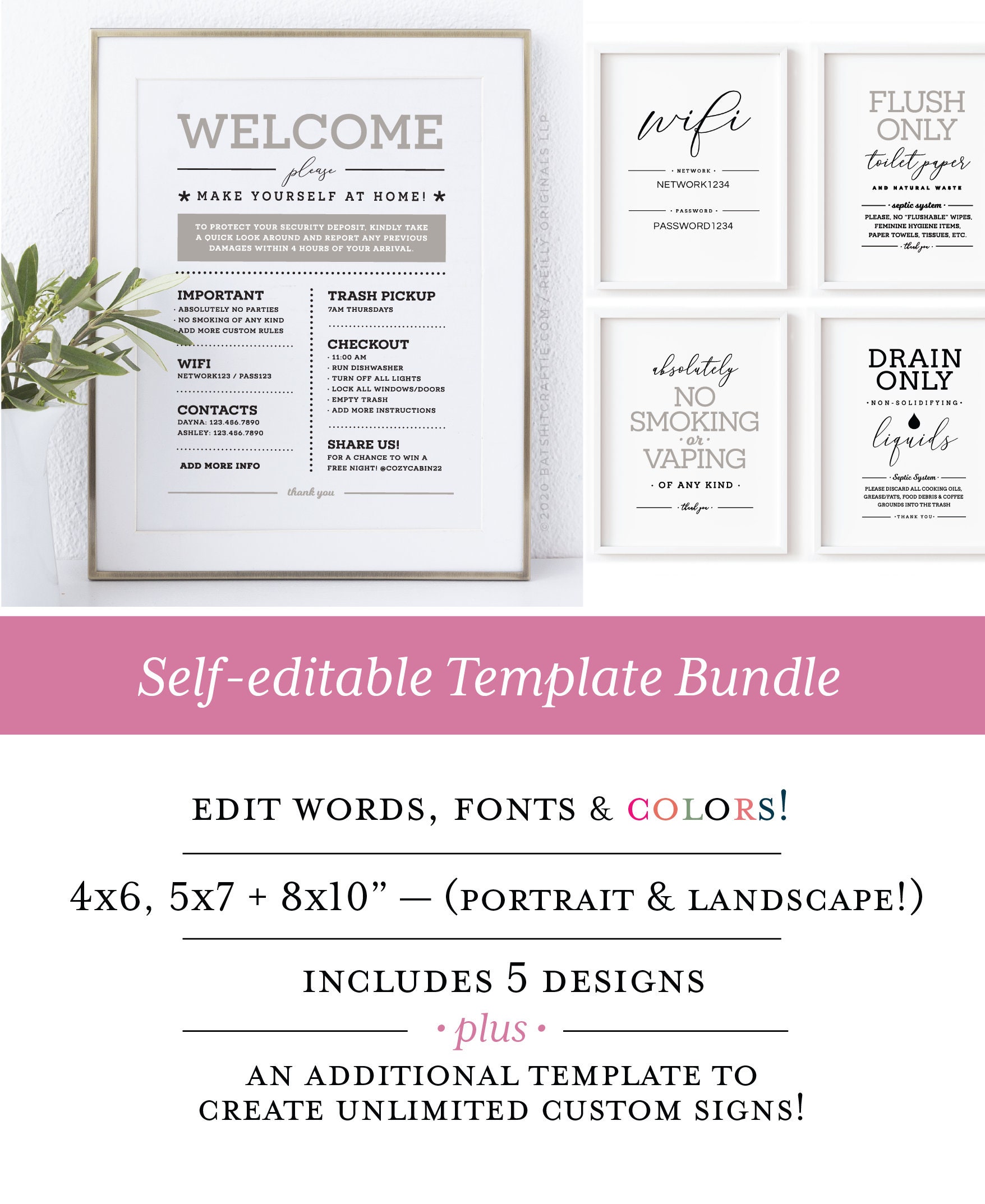 SUPER SALE! Unlimited Printable Signs! Fully Self-editable 4x6, 5x7 ...