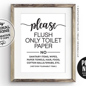 Badezimmer-Schild 'Flush Only Toilet Paper' – 15,2 X 20,3 Cm, Acryl, Mit Aufhängeseil