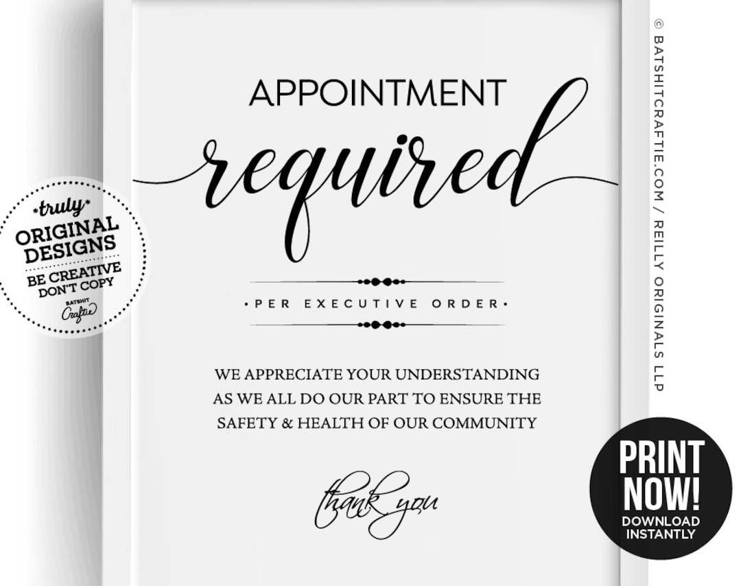Appointment Required PRINTABLE SIGN ~ Modern Simple Poster Cute Wash ...