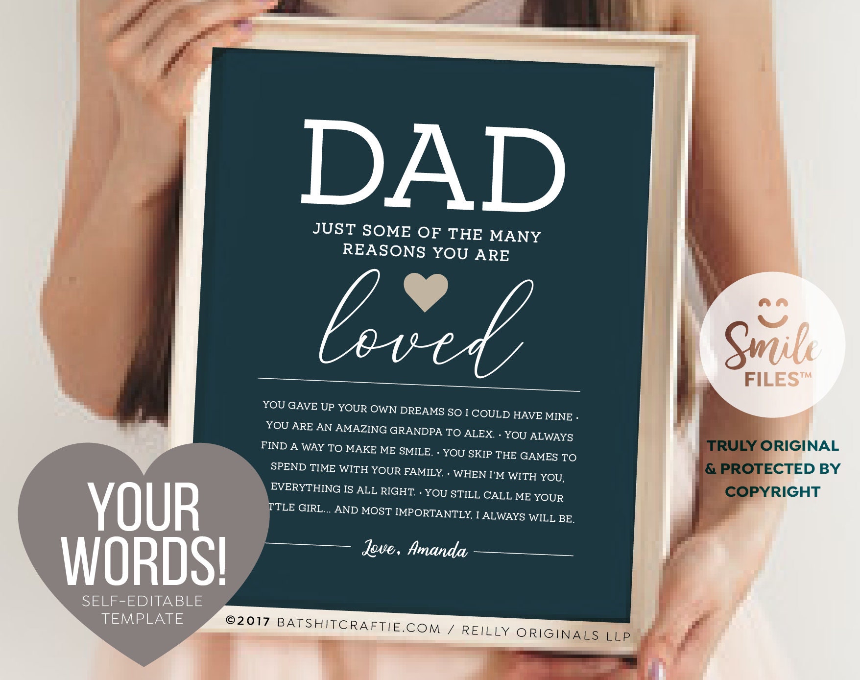 Customizable Dad Gift Reasons You Are Loved Self-editable - Etsy