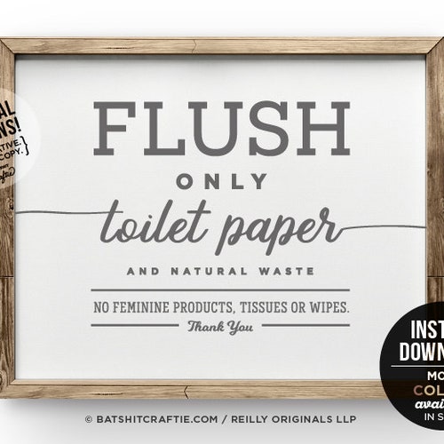 Fillable Do Not Flush Printable Minimalist Bathroom Sign | Etsy