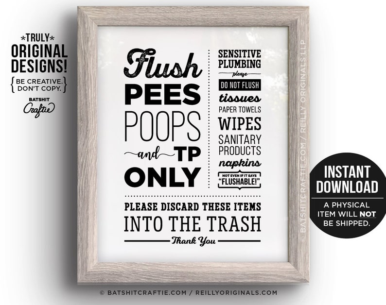 Do Not Flush Bathroom Sign Printable Sensitive Plumbing Septic - Etsy ...