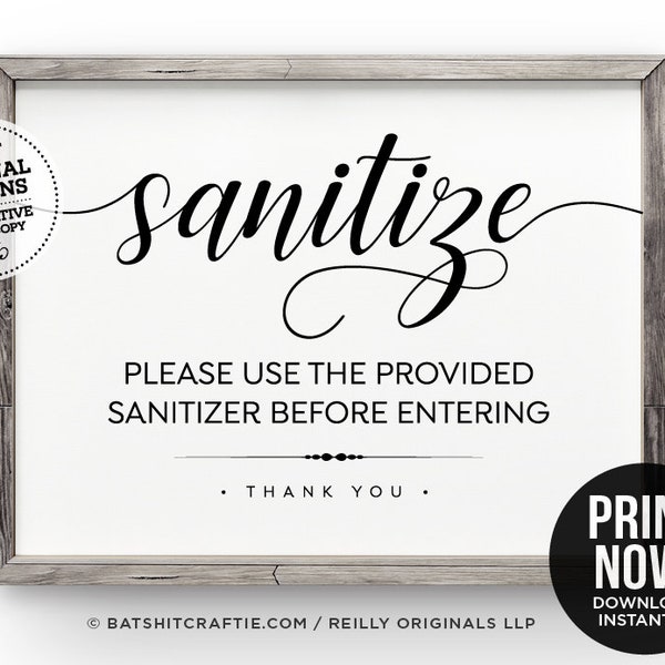 Please use hand sanitizer PRINTABLE sign home office workplace restaurant shared bathrooms hotel compliance cute wash hands mask distance