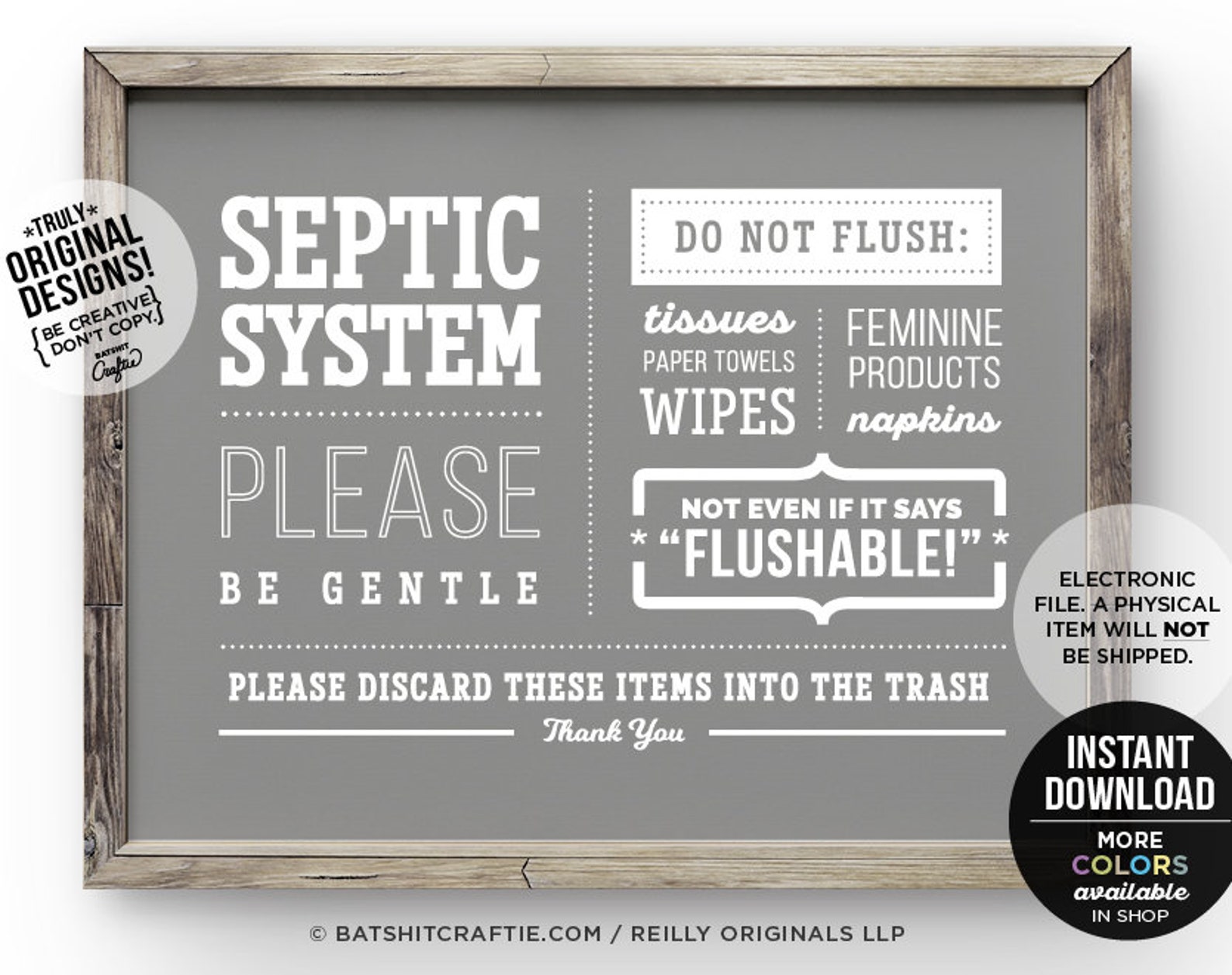 Septic System Sign PRINTABLE Bathroom Sensitive Plumbing Do Etsy
