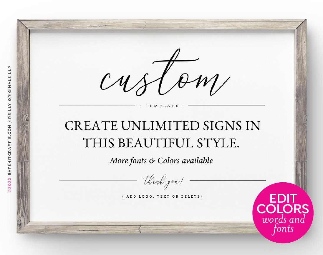 Customize Printable Sign SALE! Create Unlimited Custom Printable Signs! Fully Editable 5x7, 8x10 ...