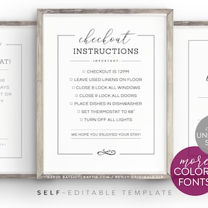 Unlimited Printable Signs! Fully SELF- editable 5x7, 8x10 " template ~ More fonts/colors ~ Check out Instructions Wifi Password + More