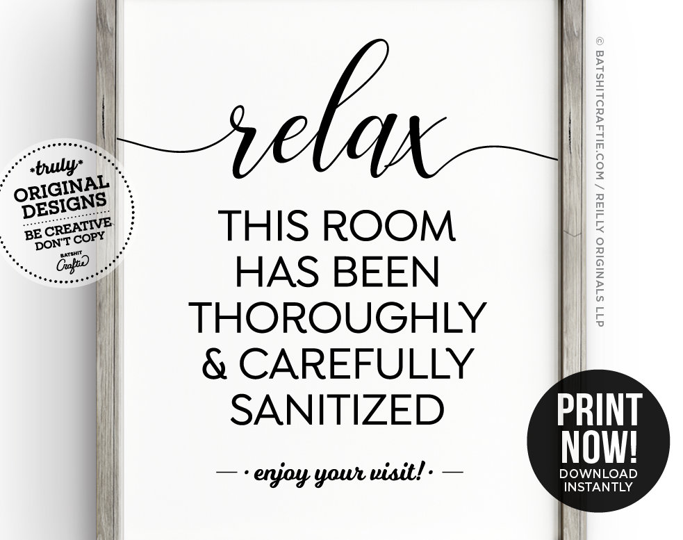 Relax This Room Has Been Sanitized PRINTABLE SIGN Restaurant - Etsy
