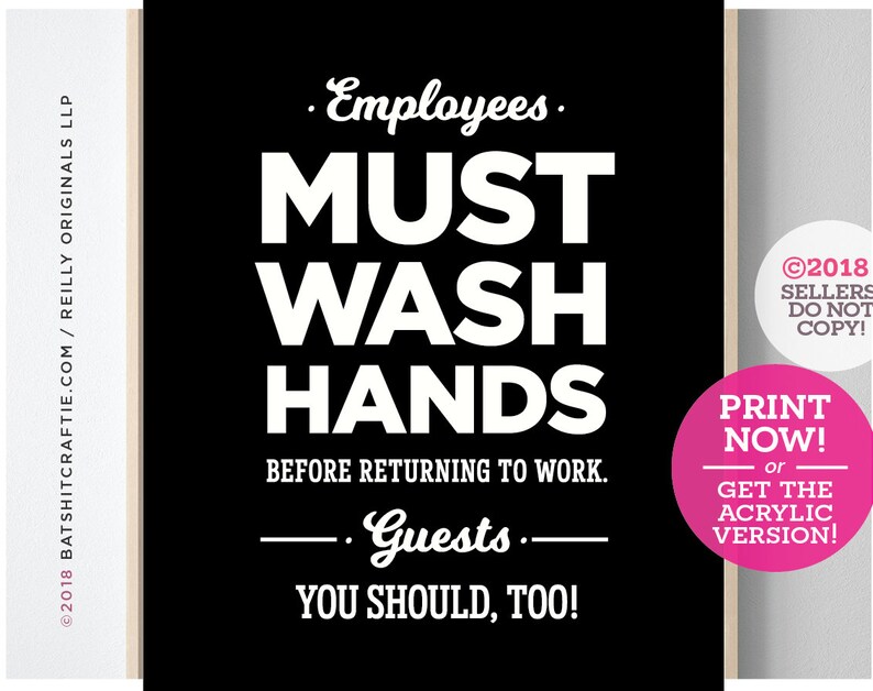 Funny Employees Must Wash Hands Sign Ready to Ship or Print | Etsy