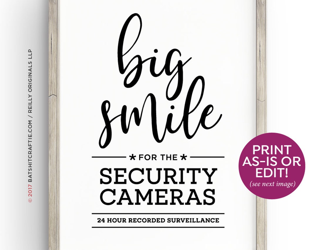 Editable Security Camera Sign Template ~ SEE 2nd IMAGE for Editable ...