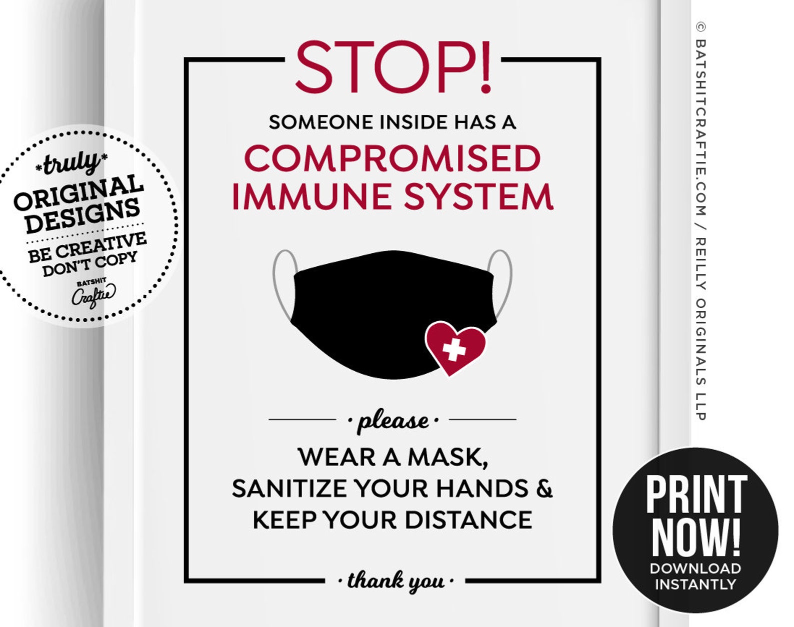 STOP Immunocompromised Person Inside Printable Sign Wear a - Etsy