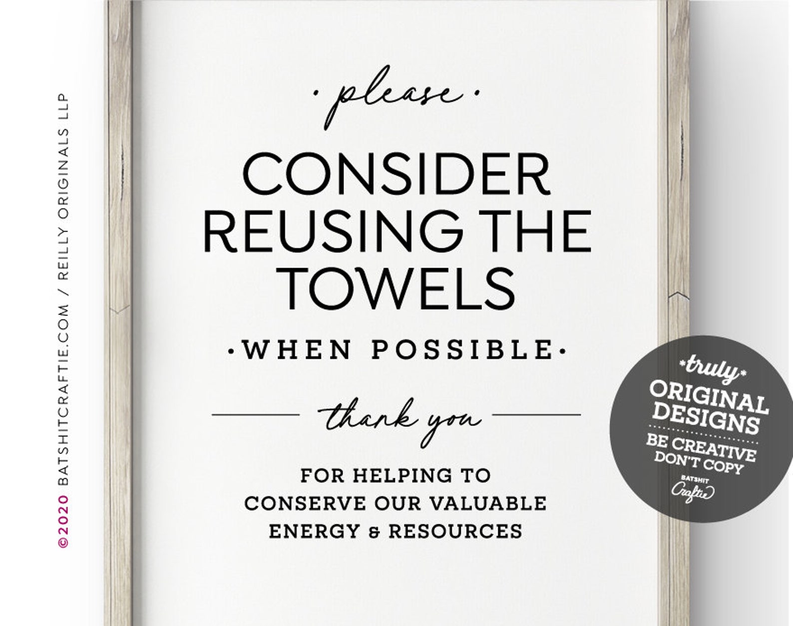 Please Consider Reusing Towels Printable Sign Conserve | Etsy