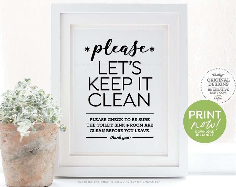 Please Keep It Clean Bathroom Sign PRINTABLE Sink and Toilet - Etsy