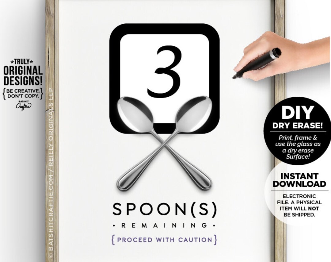 Spoons Remaining Dry Erase DIY PRINTABLE Art Cute Invisible Etsy