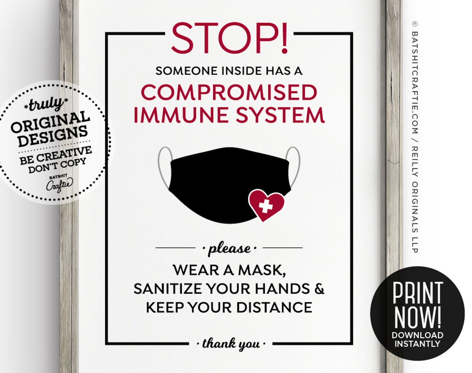 STOP Immunocompromised Person Inside Printable Sign Wear a - Etsy