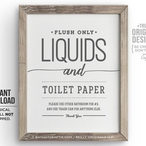 Do not Flush Poo Poop #2 Septic System Printable Sign Sensitive Plumbing Bathroom Funny decor Cute art Instant Download Toilet Paper Liquids