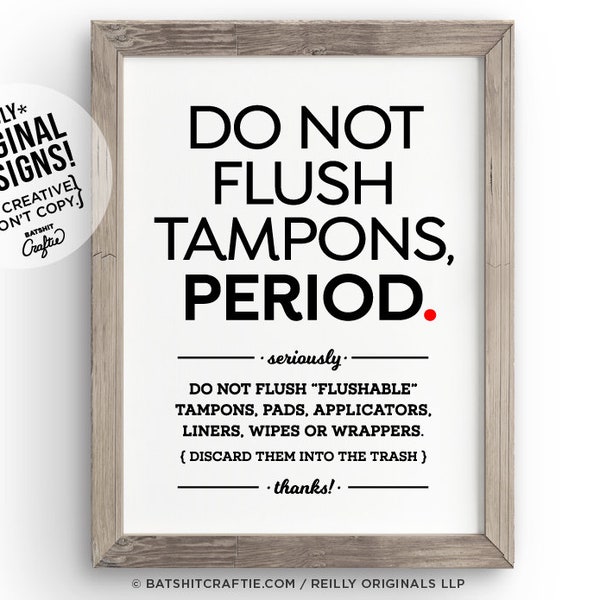 Printable please do not flush feminine products sign etsy