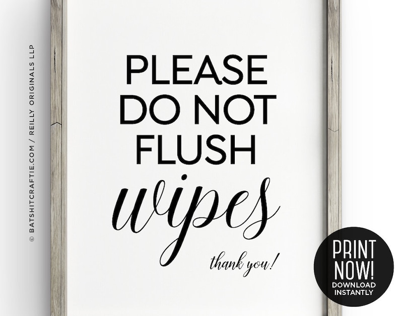 Do Not Flush Wipes PRINTABLE SIGN DOWNLOAD Bathroom Septic Etsy